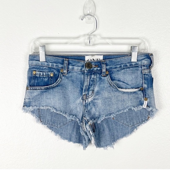 ONE By ONE TEASPOON Bonitas Low Waist Medium Rise Button Fly Jean Shorts - Picture 1 of 6